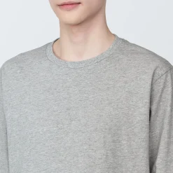 Clearance Muji Camiseta de manga larga y acabado lavado para hombre