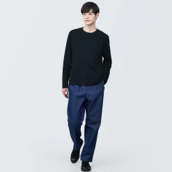 Clearance Muji Camiseta de manga larga y acabado lavado para hombre