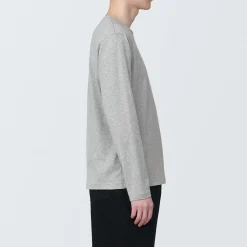 Clearance Muji Camiseta de manga larga y acabado lavado para hombre