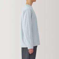 Clearance Muji Camiseta de manga larga y acabado lavado para hombre