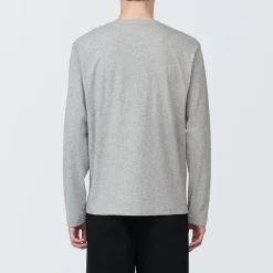 Clearance Muji Camiseta de manga larga y acabado lavado para hombre