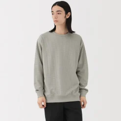 Discount Muji Camiseta de manga larga y tejido waffle Quick Dry para hombre Gris Plata Claro