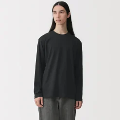 Outlet Muji Camiseta de manga larga y acabado lavado para hombre