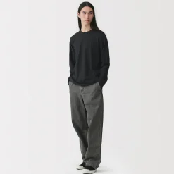 Outlet Muji Camiseta de manga larga y acabado lavado para hombre