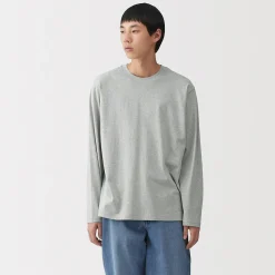 Outlet Muji Camiseta de manga larga y acabado lavado para hombre