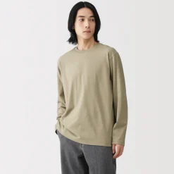 Outlet Muji Camiseta de manga larga y acabado lavado para hombre