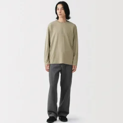 Outlet Muji Camiseta de manga larga y acabado lavado para hombre