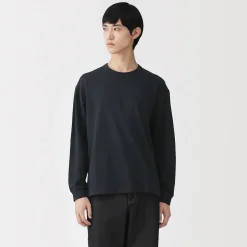 Discount Muji Camiseta de manga larga y punto tradicional para hombre