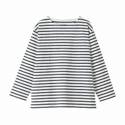 Outlet Muji Camiseta de manga larga y cuello ancho de algodón grueso lavado para hombre