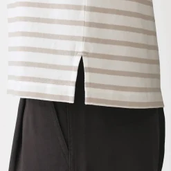Discount Muji Camiseta de media manga, algodón grueso y cuello barco para mujer