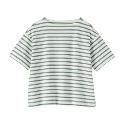 Discount Muji Camiseta de media manga, algodón grueso y cuello barco para mujer