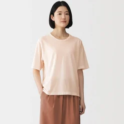 Sale Muji Camiseta de punto de algodón orgánico de alta torsión para mujer