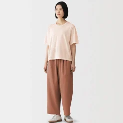 Sale Muji Camiseta de punto de algodón orgánico de alta torsión para mujer