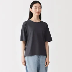 Sale Muji Camiseta de punto de algodón orgánico de alta torsión para mujer