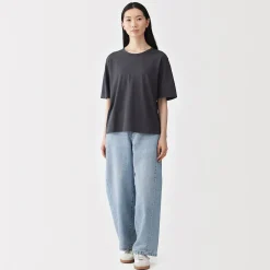 Sale Muji Camiseta de punto de algodón orgánico de alta torsión para mujer