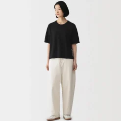 Sale Muji Camiseta de punto de algodón orgánico de alta torsión para mujer