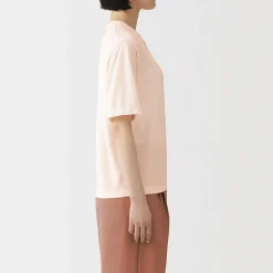 Sale Muji Camiseta de punto de algodón orgánico de alta torsión para mujer