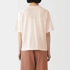 Sale Muji Camiseta de punto de algodón orgánico de alta torsión para mujer