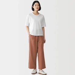 Sale Muji Camiseta de punto de algodón orgánico de alta torsión para mujer