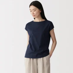 Discount Muji Camiseta de punto de manga cap para mujer
