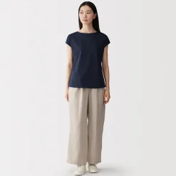 Discount Muji Camiseta de punto de manga cap para mujer