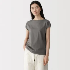 Discount Muji Camiseta de punto de manga cap para mujer