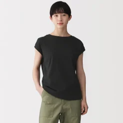 Discount Muji Camiseta de punto de manga cap para mujer