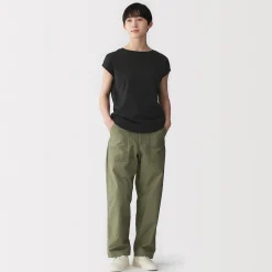 Discount Muji Camiseta de punto de manga cap para mujer