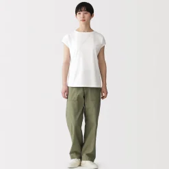 Discount Muji Camiseta de punto de manga cap para mujer