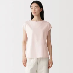 Discount Muji Camiseta de punto de manga cap para mujer