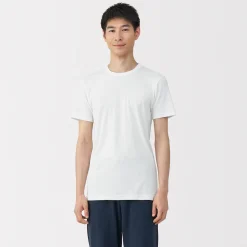 Outlet Muji Camiseta manga corta con cuello en crew de algodón cálido para hombre