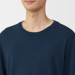 Muji Camiseta manga larga con cuello redondo de algodón cálido y lana para hombre