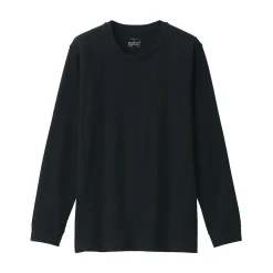 Muji Camiseta manga larga con cuello redondo de algodón cálido y lana para hombre