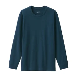 Muji Camiseta manga larga con cuello redondo de algodón cálido y lana para hombre
