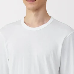 Online Muji Camiseta manga larga con cuello en crew de algodón cálido para hombre