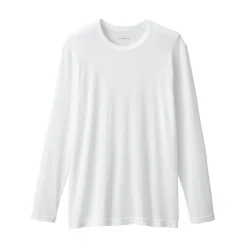 Online Muji Camiseta manga larga con cuello en crew de algodón cálido para hombre