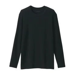 Online Muji Camiseta manga larga con cuello en crew de algodón cálido para hombre