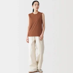 Online Muji Camiseta sin mangas de punto para mujer