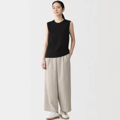 Online Muji Camiseta sin mangas de punto para mujer