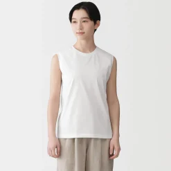 Online Muji Camiseta sin mangas de punto para mujer
