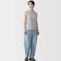 Online Muji Camiseta sin mangas de punto para mujer