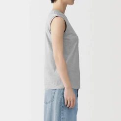 Online Muji Camiseta sin mangas de punto para mujer
