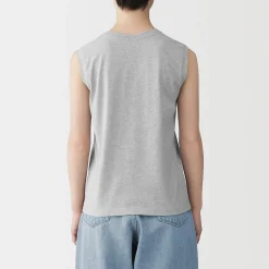 Online Muji Camiseta sin mangas de punto para mujer