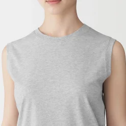 Online Muji Camiseta sin mangas de punto para mujer