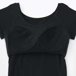 Hot Muji Camiseta top sujetador lisa en mezcla de lyocell con manga de casquillo para mujer