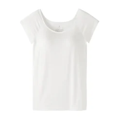Hot Muji Camiseta top sujetador lisa en mezcla de lyocell con manga de casquillo para mujer