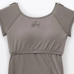 Hot Muji Camiseta top sujetador lisa en mezcla de lyocell con manga de casquillo para mujer