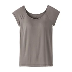 Hot Muji Camiseta top sujetador lisa en mezcla de lyocell con manga de casquillo para mujer