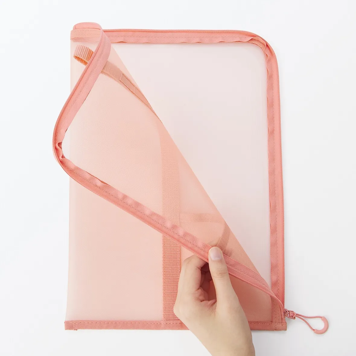 Best Muji Carpeta de malla de nylon con cremallera - A4, Rosa One Colour
