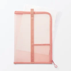 Best Muji Carpeta de malla de nylon con cremallera - A4, Rosa One Colour